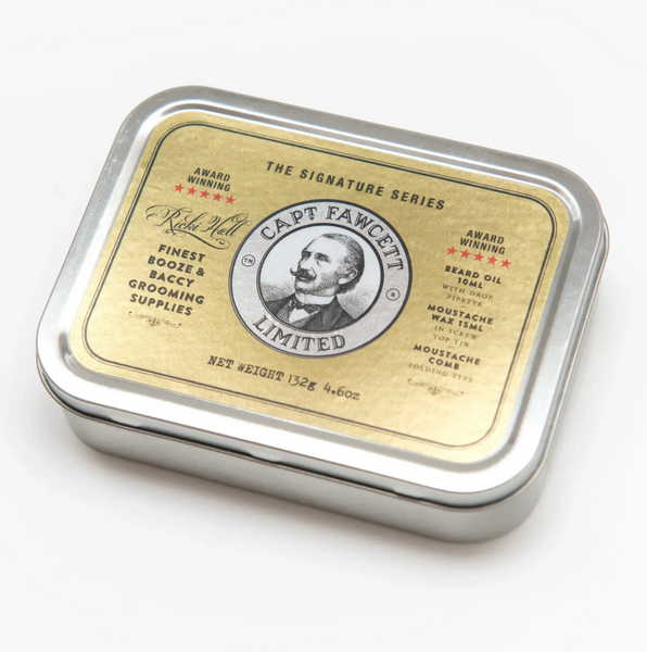 Олія для бороди, віск та гребінець для вус Capitan Fawcett Ricki Hall's Booze & Baccy Oil (10ml) and Wax (15ml) Wax) & Moustache Comb) F6675 фото