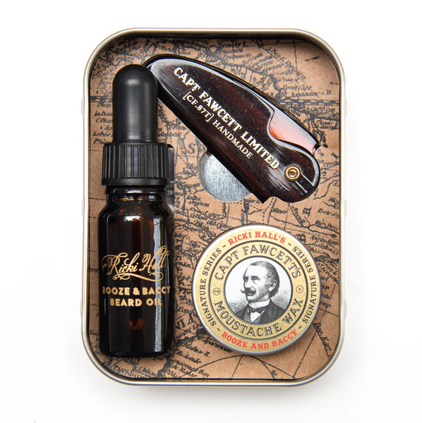 Набір олія для бороди та віск для вусі Capitan Fawcett Ricki Hall's Booze & Baccy Oil (10ml) and Wax (15ml) Gift Set F6668 фото