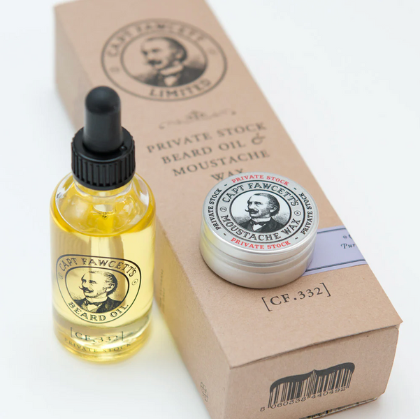 Набір олія для бороди та віск для вусів Capitan Fawcett Private Stock Beard Oil (50ml) Moustache Wax (15ml) Gift Set F6669 фото